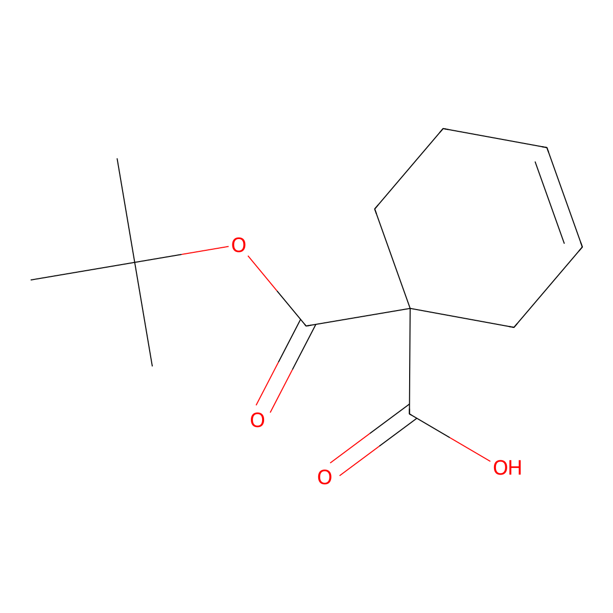 1-[(Tert-butoxy)carbonyl]cyclohex-3-ene-1-carboxylic acid molecular structure, CAS 1909306-23-5