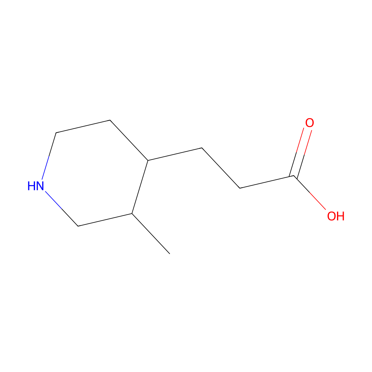 3-(3-Methylpiperidin-4-yl)propanoic acid molecular structure, CAS 1909306-38-2