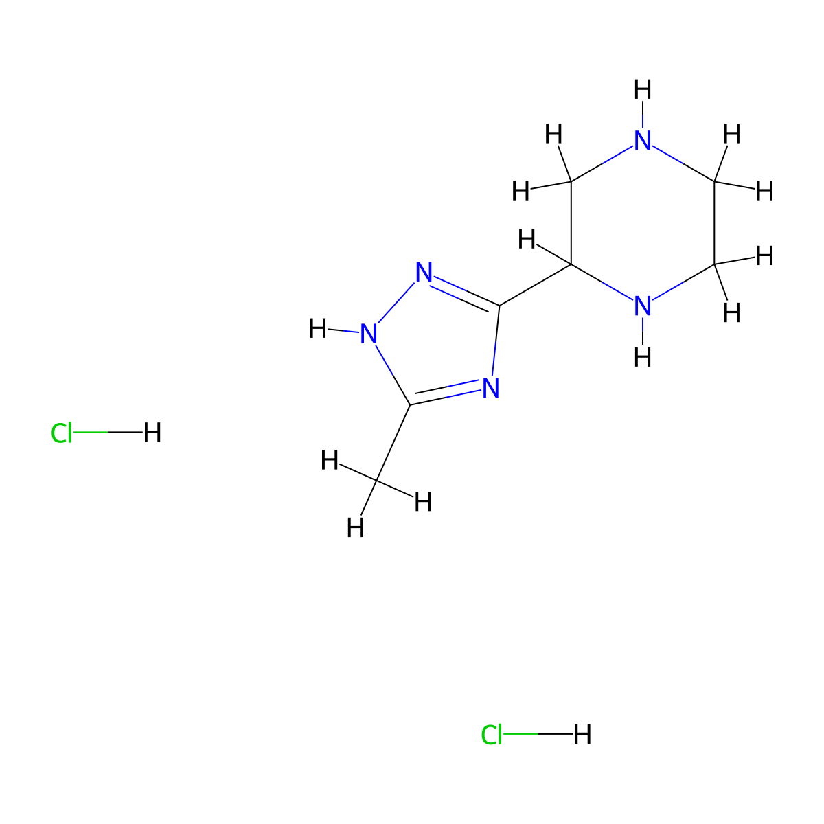 2-(5-methyl-1H-1,2,4-triazol-3-yl)piperazine dihydrochloride molecular structure, CAS 1909306-50-8