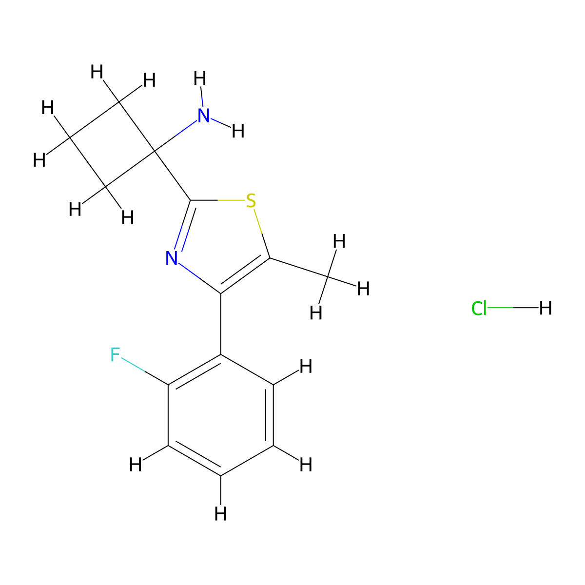 1-[4-(2-Fluorophenyl)-5-methyl-1,3-thiazol-2-yl]cyclobutan-1-amine hydrochloride molecular structure, CAS 1909306-59-7