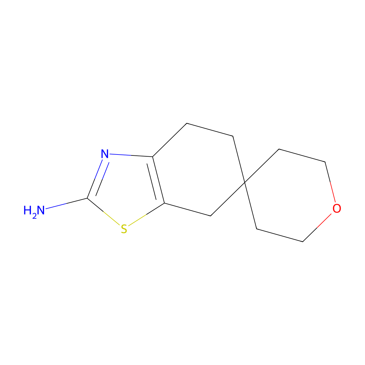 5,7-dihydro-4H-spiro[1,3-benzothiazole-6,4'-oxane]-2-amine molecular structure, CAS 1909306-61-1