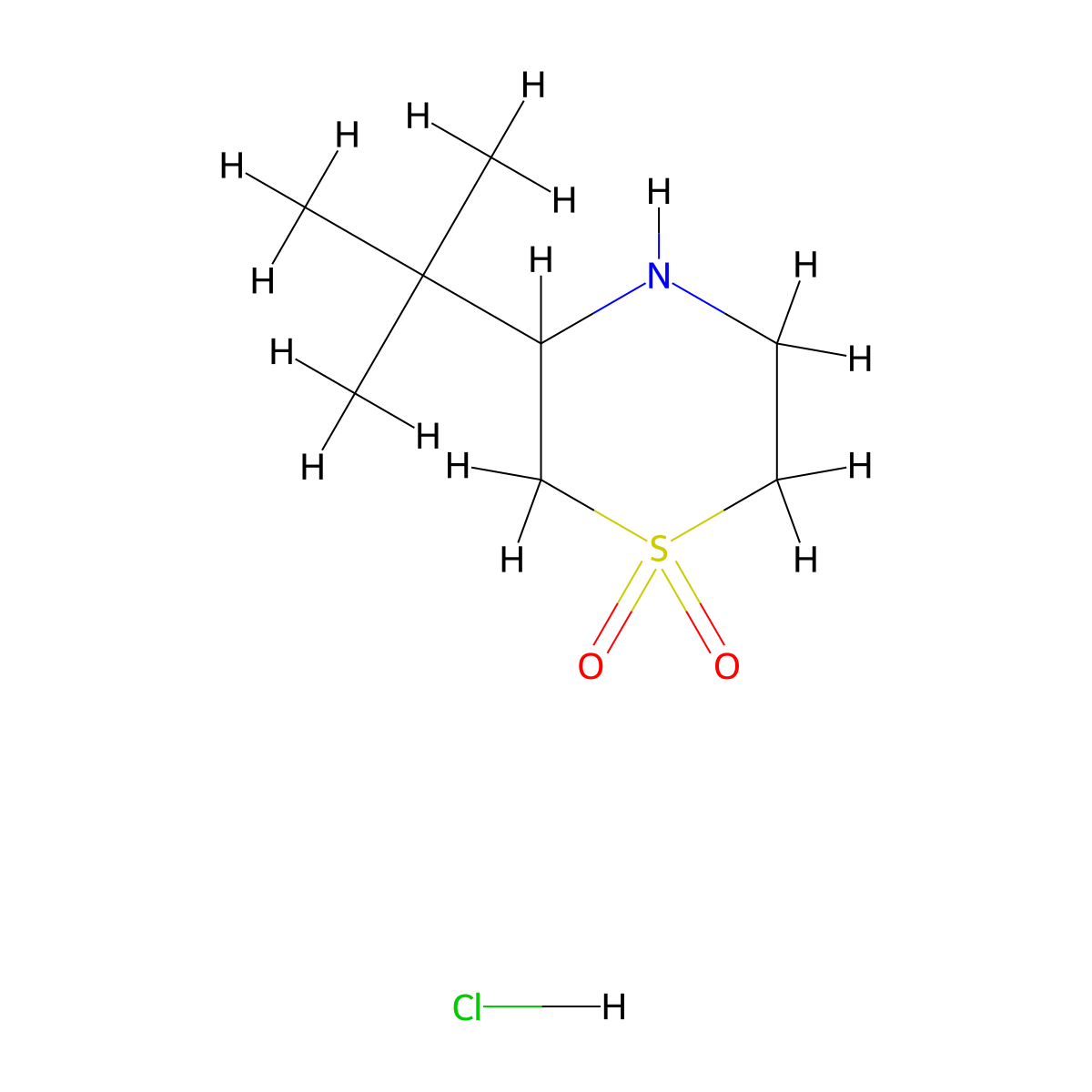 3-Tert-butyl-1lambda6-thiomorpholine-1,1-dione hydrochloride molecular structure, CAS 1909306-66-6