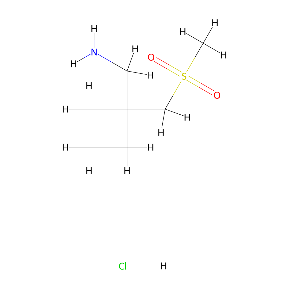 [1-(Methanesulfonylmethyl)cyclobutyl]methanamine hydrochloride molecular structure, CAS 1909306-67-7