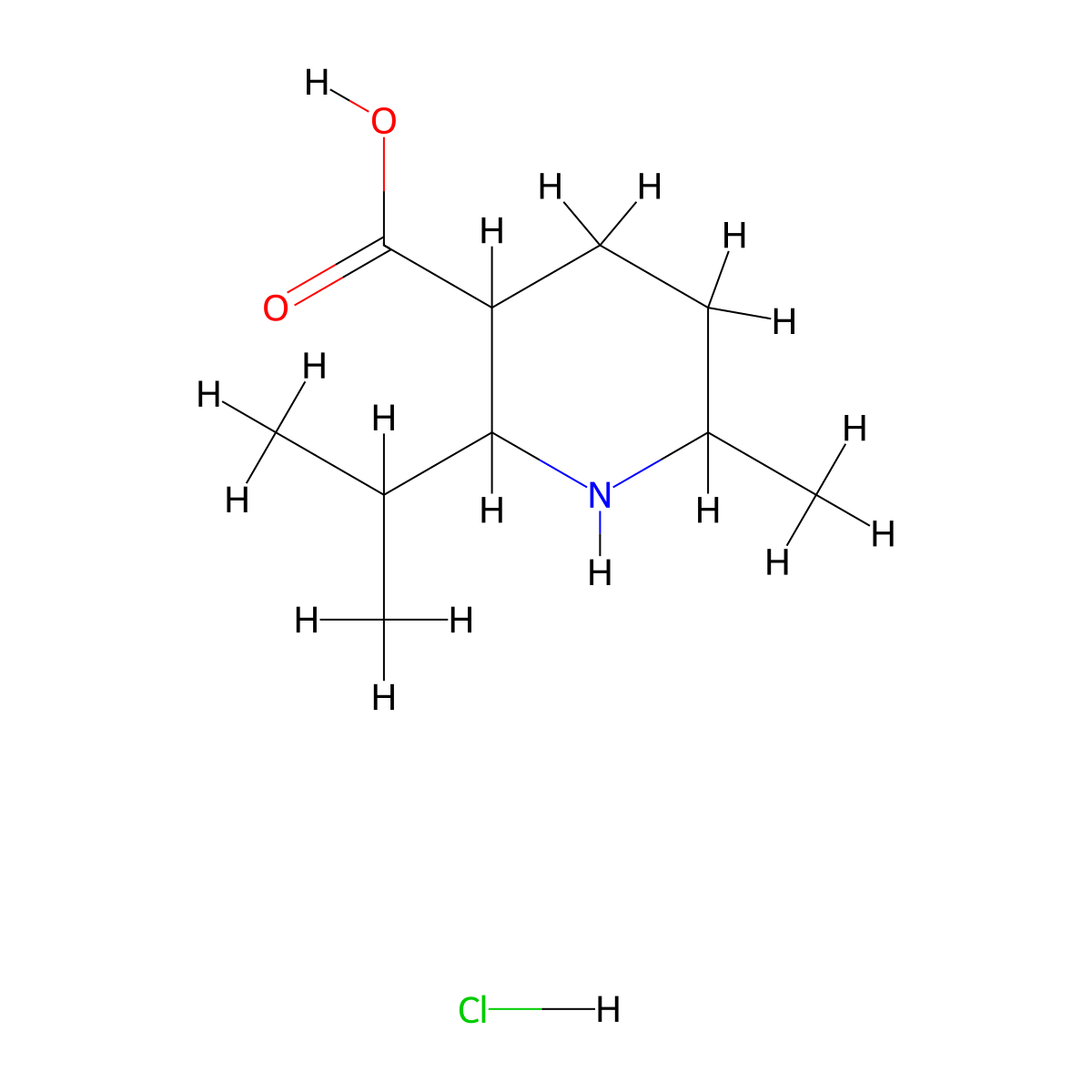 6-Methyl-2-(propan-2-yl)piperidine-3-carboxylic acid hydrochloride molecular structure, CAS 1909308-38-8