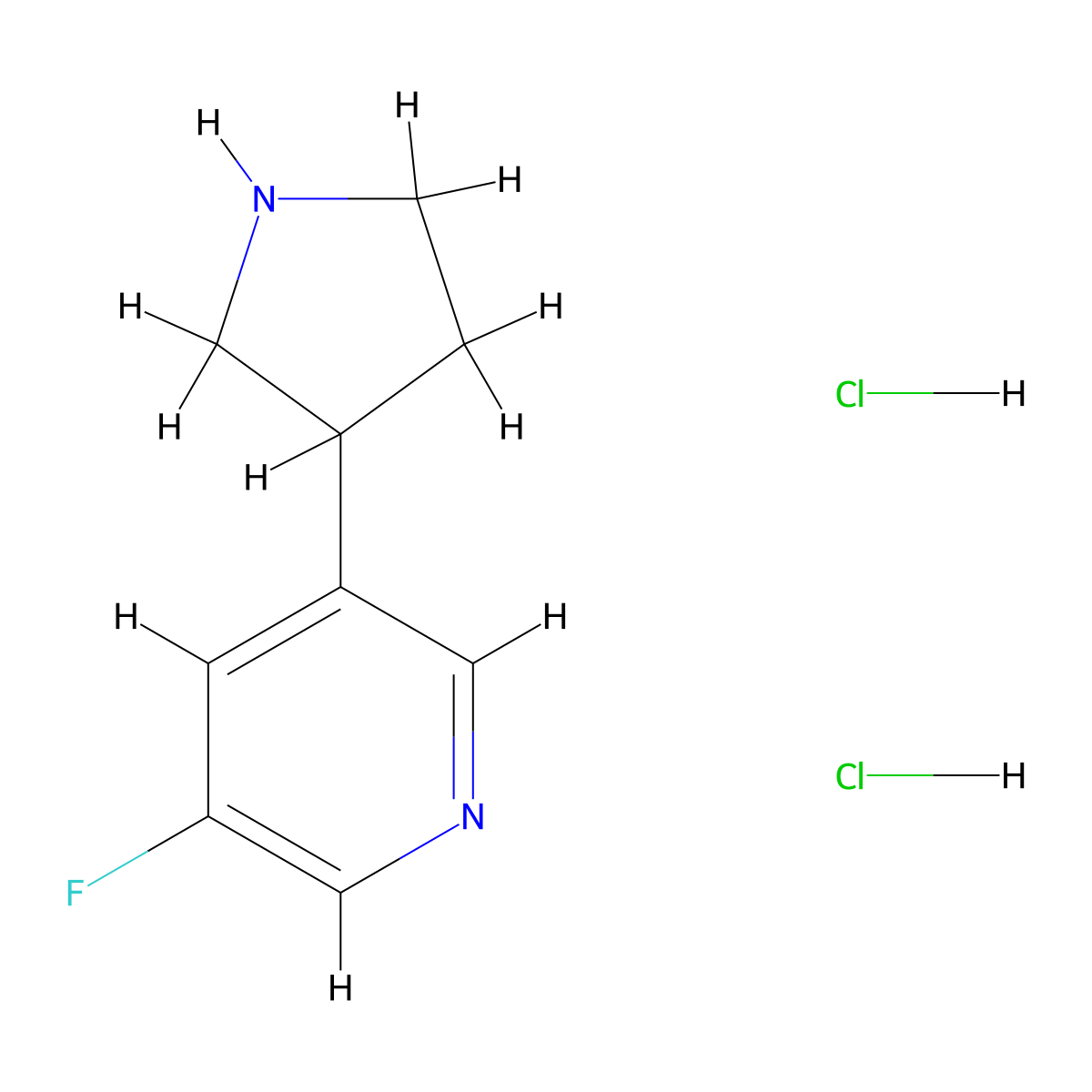 3-Fluoro-5-(pyrrolidin-3-yl)pyridine dihydrochloride molecular structure, CAS 1909308-50-4