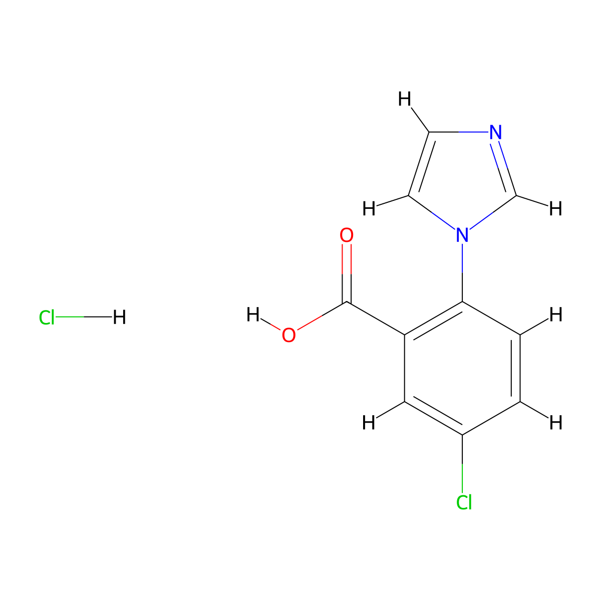 5-chloro-2-(1H-imidazol-1-yl)benzoic acid hydrochloride molecular structure, CAS 1909308-59-3