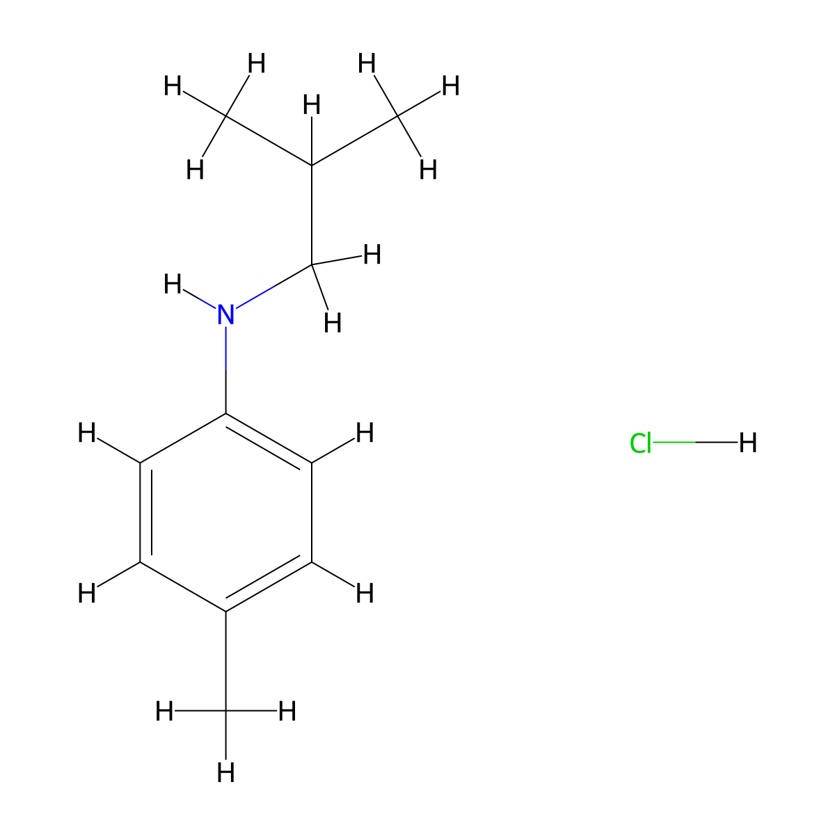 4-methyl-N-(2-methylpropyl)aniline hydrochloride molecular structure, CAS 1909308-62-8