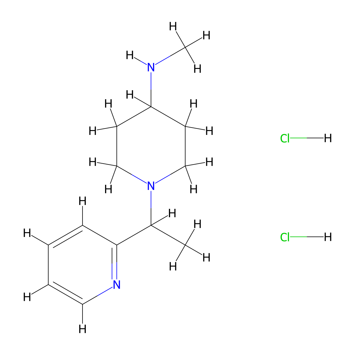 N-Methyl-1-[1-(pyridin-2-yl)ethyl]piperidin-4-amine dihydrochloride molecular structure, CAS 1909308-63-9