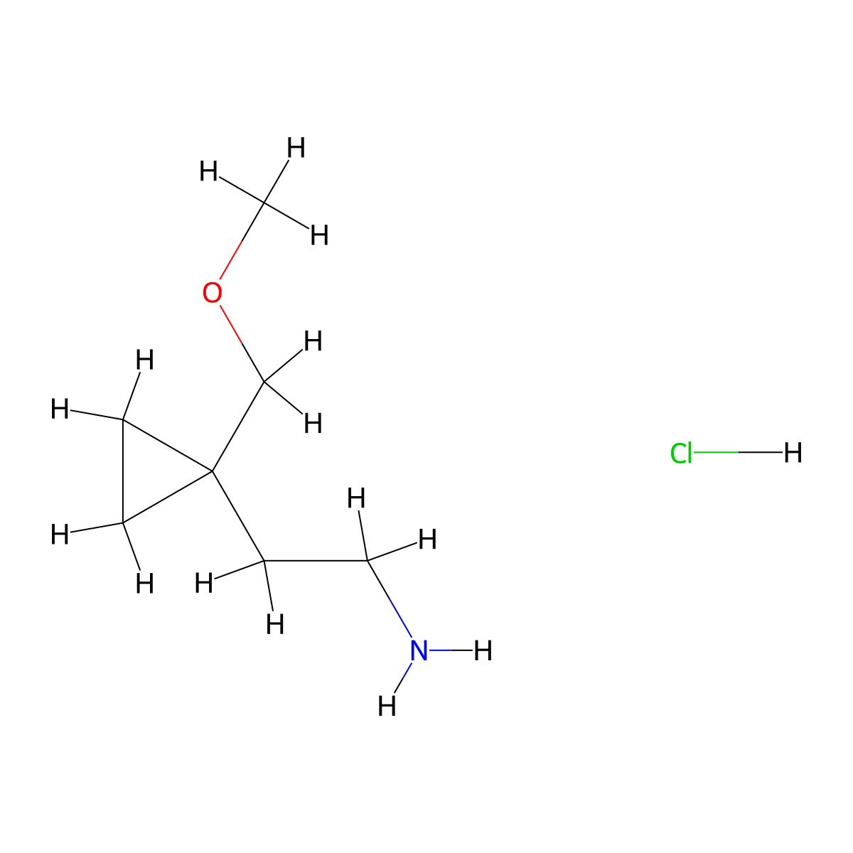 2-[1-(Methoxymethyl)cyclopropyl]ethan-1-amine hydrochloride molecular structure, CAS 1909308-78-6
