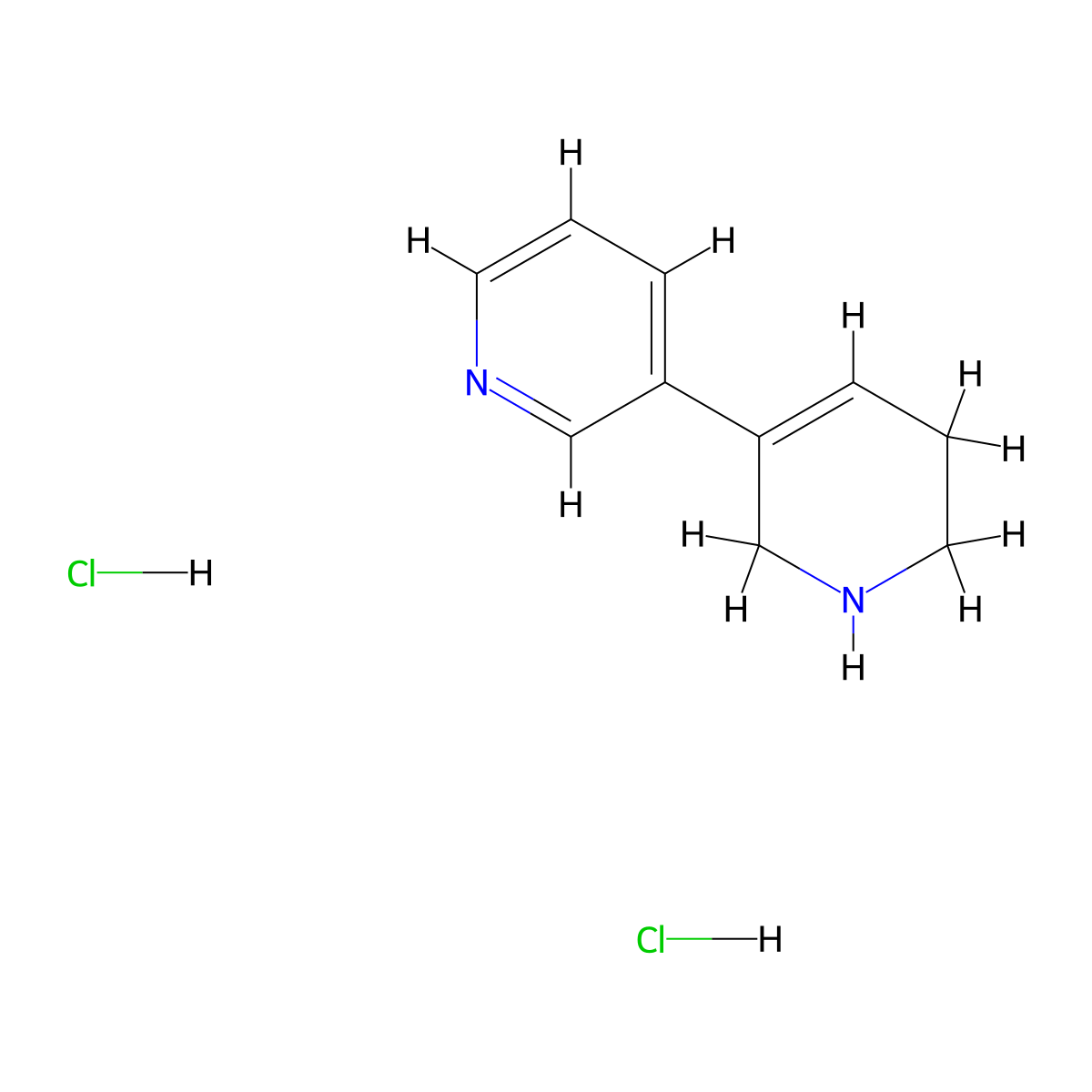 3-(1,2,5,6-Tetrahydropyridin-3-yl)pyridine dihydrochloride molecular structure, CAS 1909308-79-7