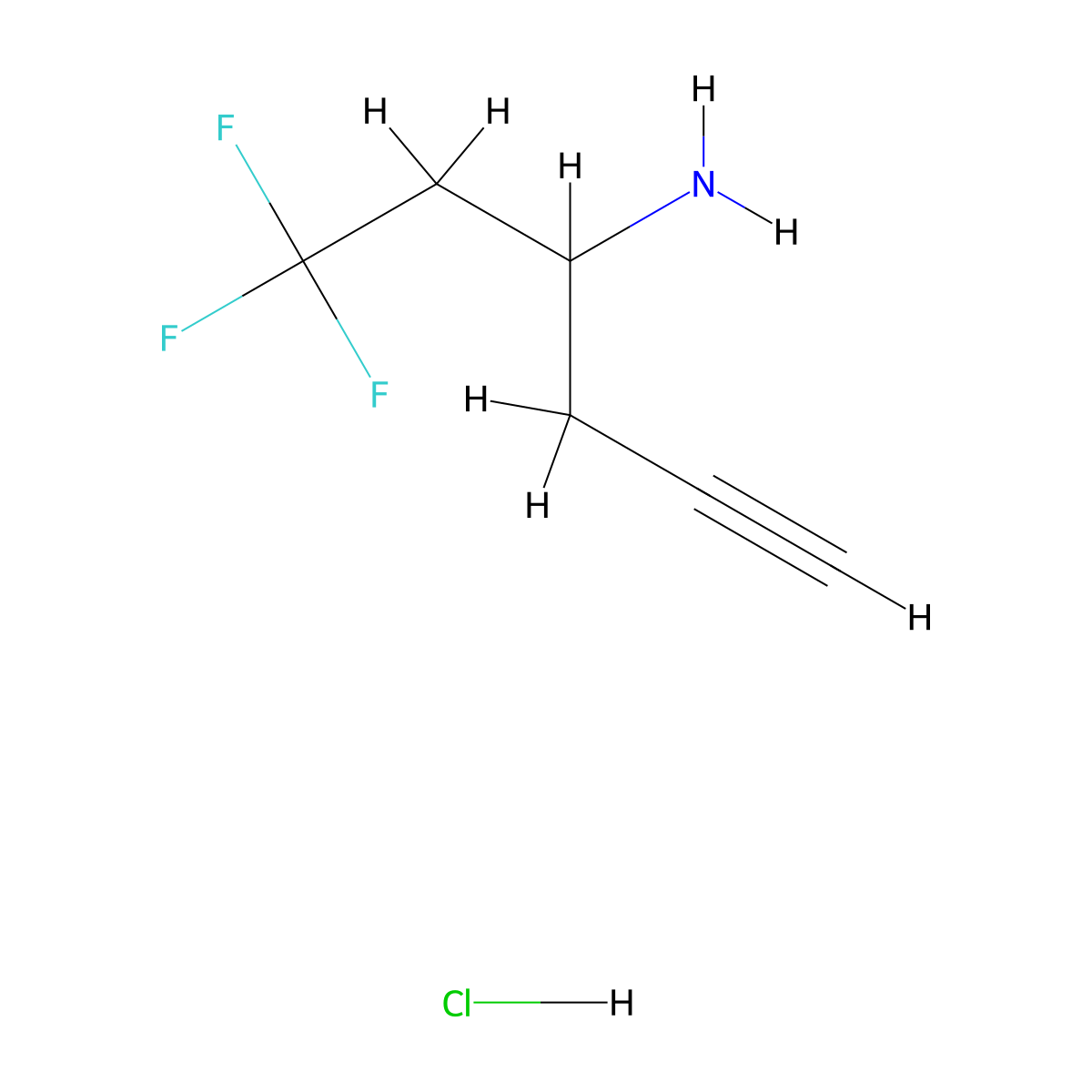 1,1,1-Trifluorohex-5-yn-3-amine hydrochloride molecular structure, CAS 1909308-81-1