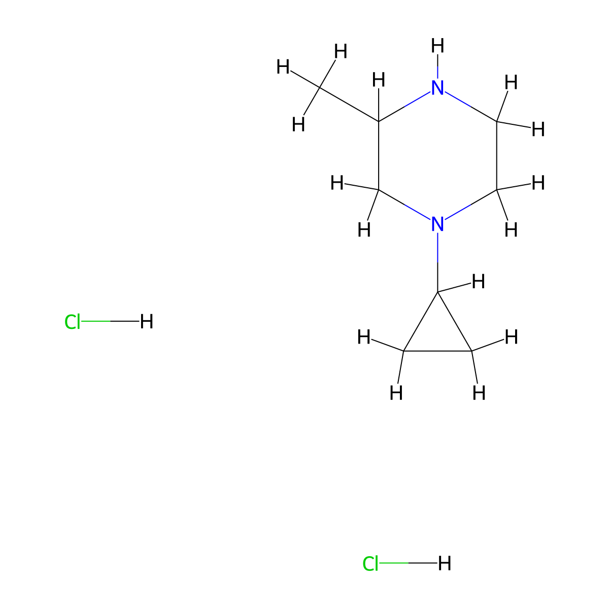 1-Cyclopropyl-3-methylpiperazine dihydrochloride molecular structure, CAS 1909308-85-5