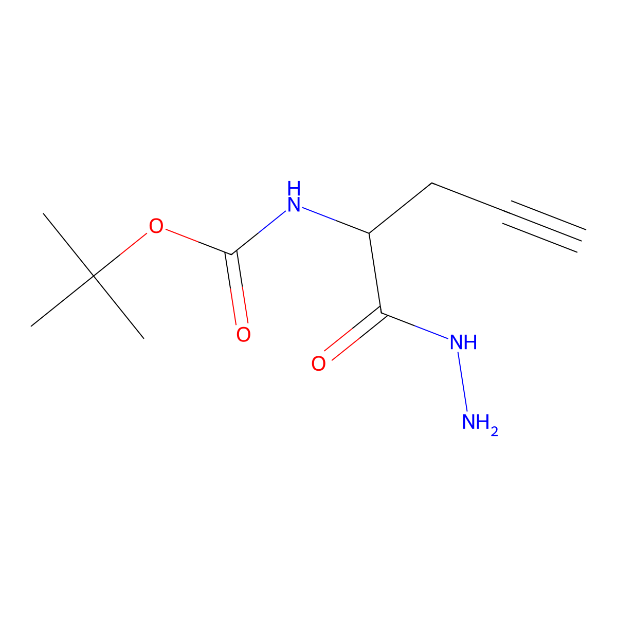 tert-butyl N-[1-(hydrazinecarbonyl)but-3-yn-1-yl]carbamate molecular structure, CAS 1909308-89-9