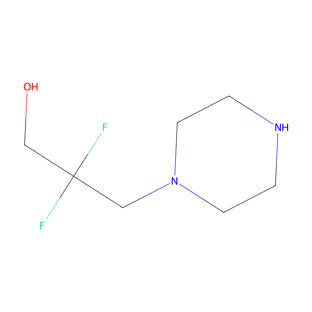 2,2-Difluoro-3-(piperazin-1-yl)propan-1-ol molecular structure, CAS 1909308-91-3