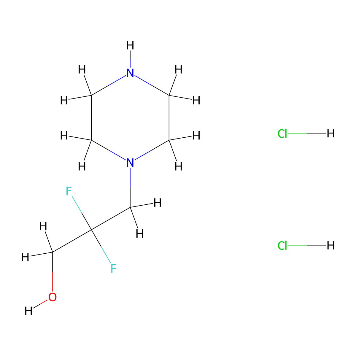 2,2-Difluoro-3-(piperazin-1-yl)propan-1-ol dihydrochloride molecular structure, CAS 1909308-92-4