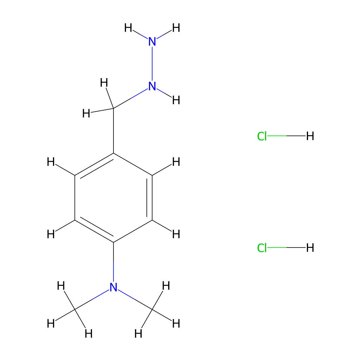 4-(hydrazinylmethyl)-N,N-dimethylaniline dihydrochloride molecular structure, CAS 1909309-06-3