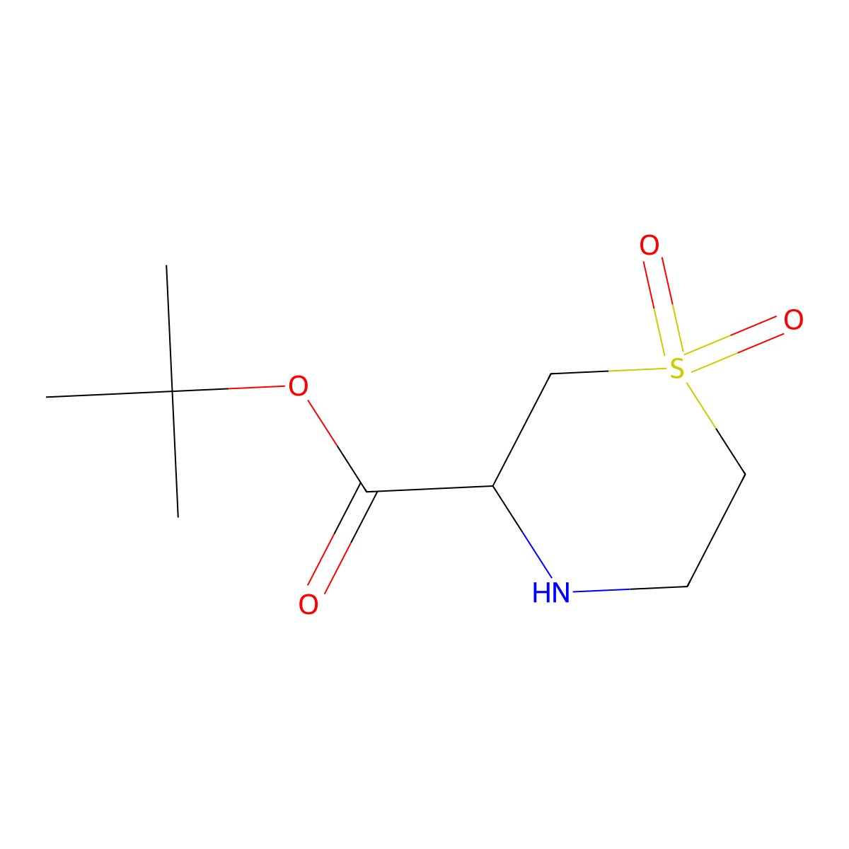 Tert-butyl 1,1-dioxo-1lambda6-thiomorpholine-3-carboxylate molecular structure, CAS 1909309-07-4