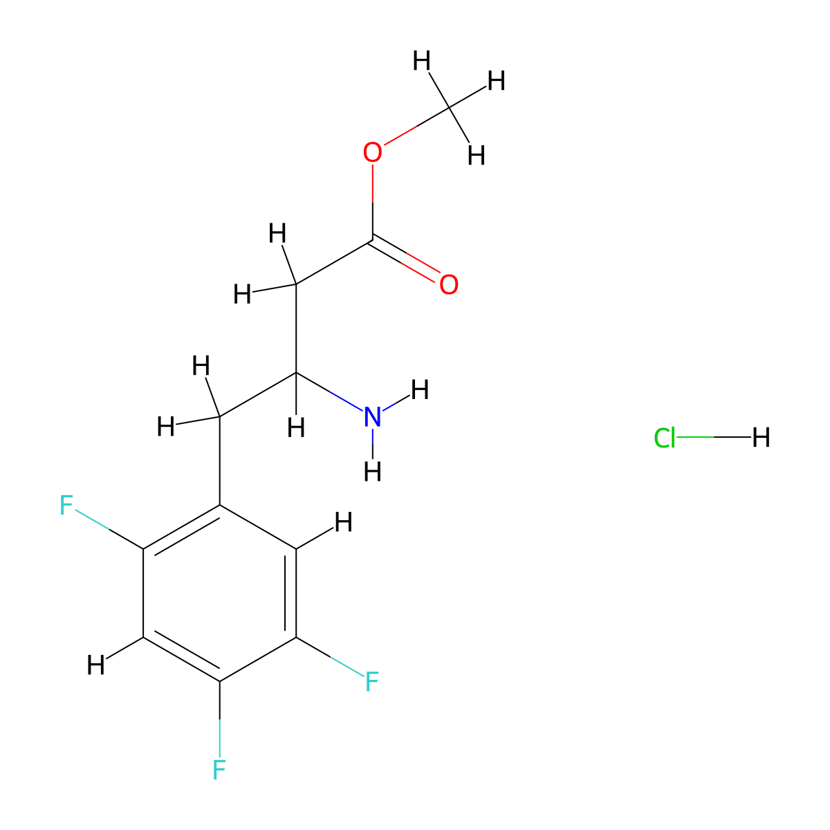 Methyl 3-amino-4-(2,4,5-trifluorophenyl)butanoate hydrochloride molecular structure, CAS 1909309-14-3