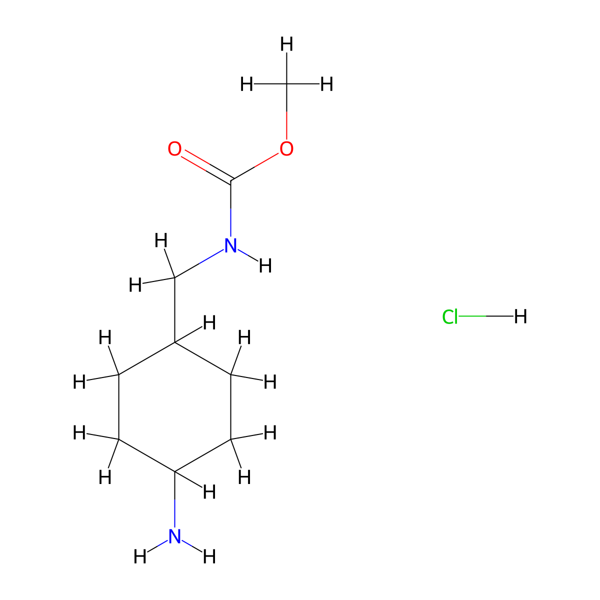 Methyl N-[(4-aminocyclohexyl)methyl]carbamate hydrochloride molecular structure, CAS 1909309-18-7