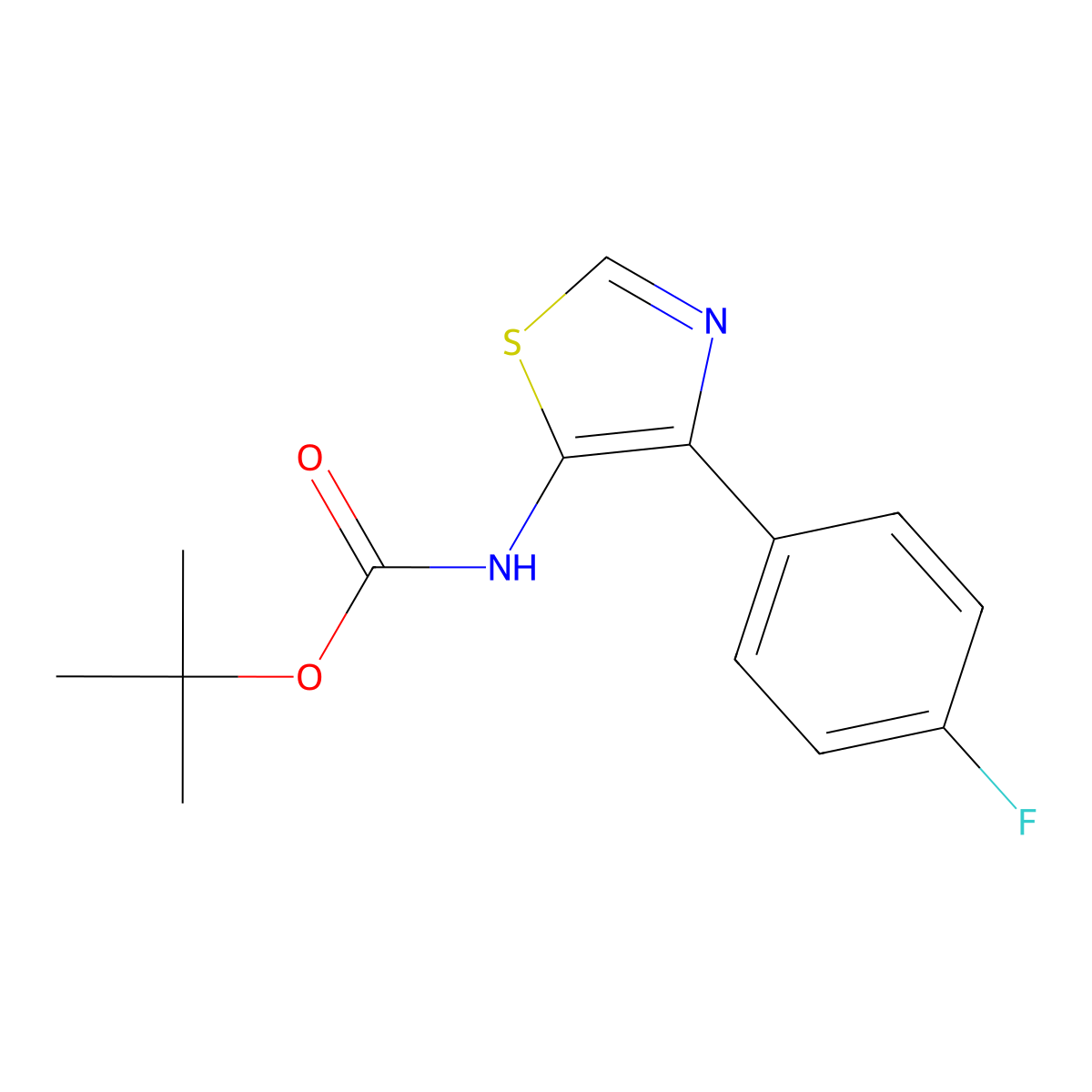 tert-butyl N-(4-(4-fluorophenyl)-1,3-thiazol-5-yl)carbamate molecular structure, CAS 1909309-21-2