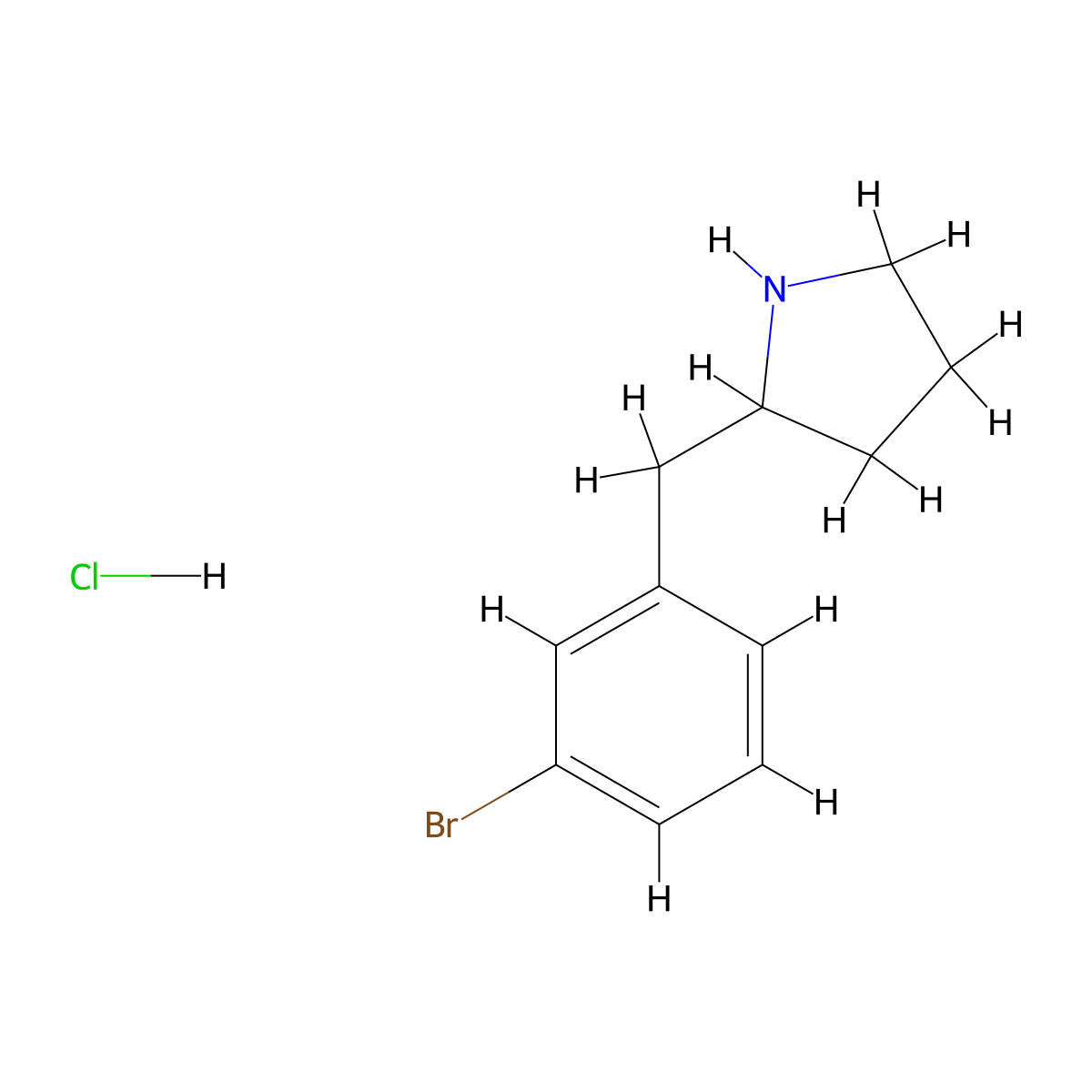 2-[(3-Bromophenyl)methyl]pyrrolidine hydrochloride molecular structure, CAS 1909309-28-9