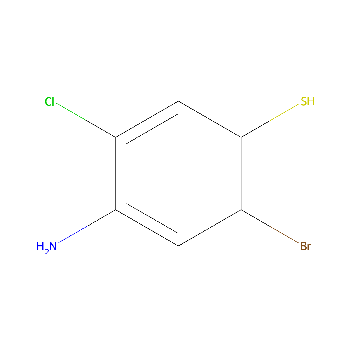 4-Amino-2-bromo-5-chlorobenzene-1-thiol molecular structure, CAS 1909309-30-3