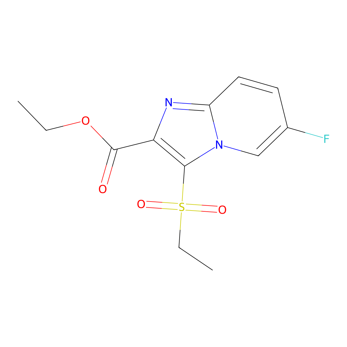 Ethyl 3-(ethanesulfonyl)-6-fluoroimidazo[1,2-a]pyridine-2-carboxylate molecular structure, CAS 1909309-33-6