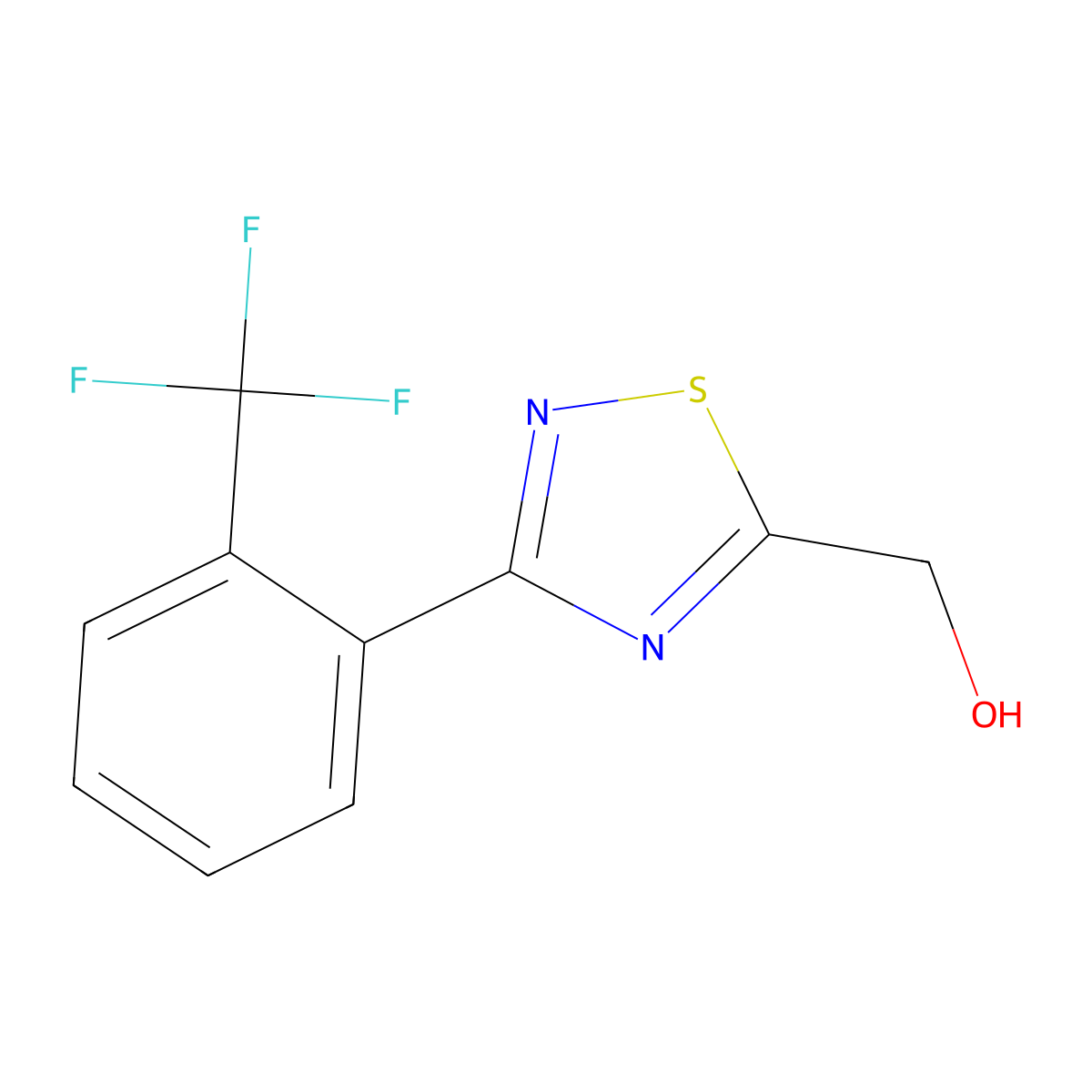 {3-[2-(Trifluoromethyl)phenyl]-1,2,4-thiadiazol-5-yl}methanol molecular structure, CAS 1909309-36-9