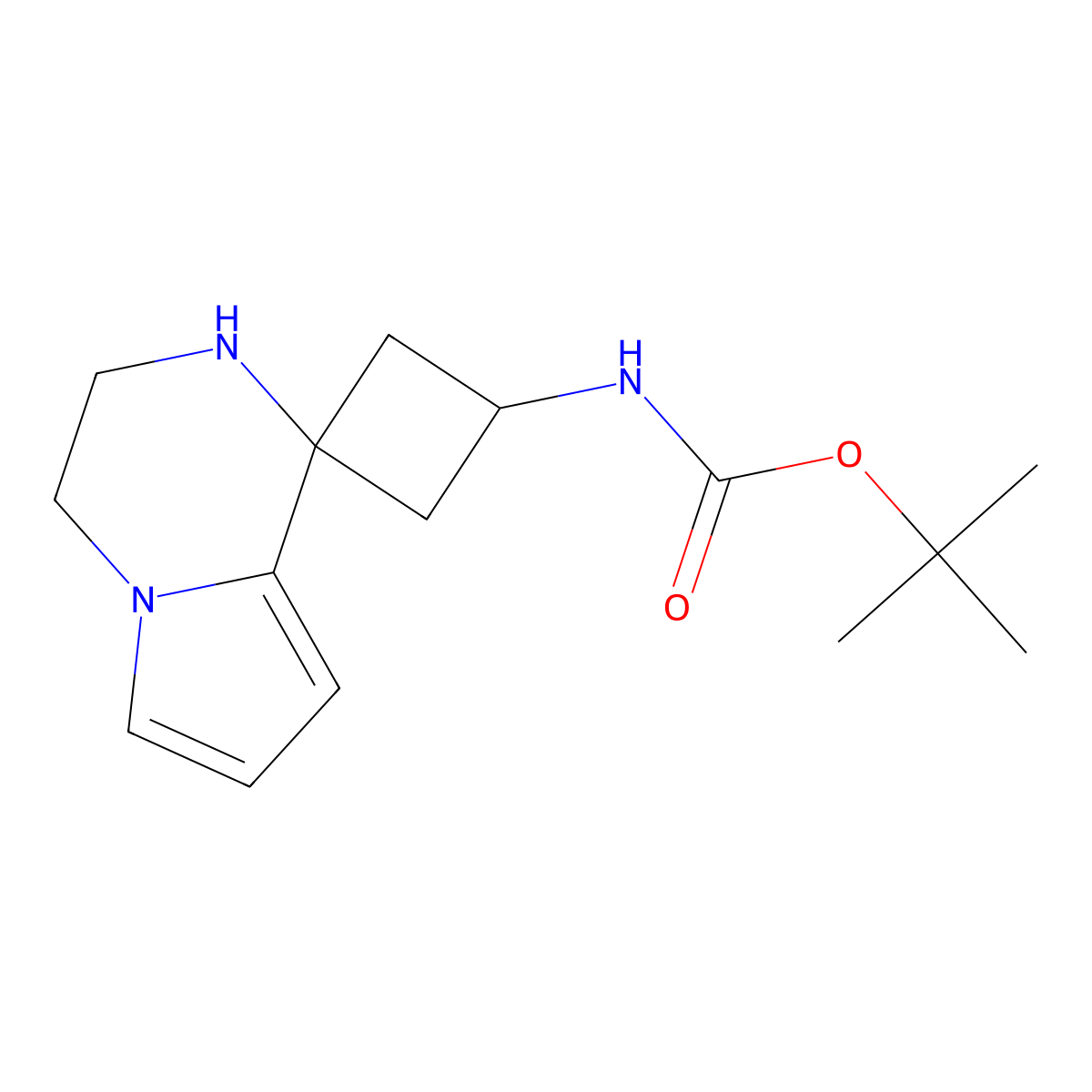 tert-butyl N-{3',4'-dihydro-2'H-spiro[cyclobutane-1,1'-pyrrolo[1,2-a]pyrazine]-3-yl}carbamate molecular structure, CAS 1909309-49-4