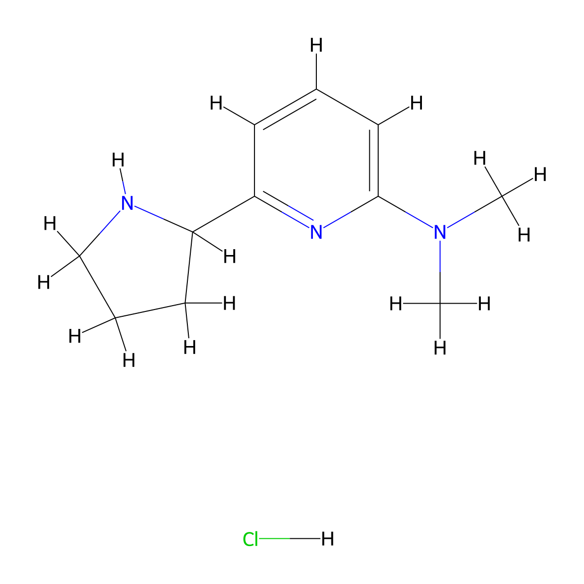 Dimethyl-(6-pyrrolidin-2-yl-pyridin-2-yl)-amine hydrochloride molecular structure, CAS 1909309-54-1