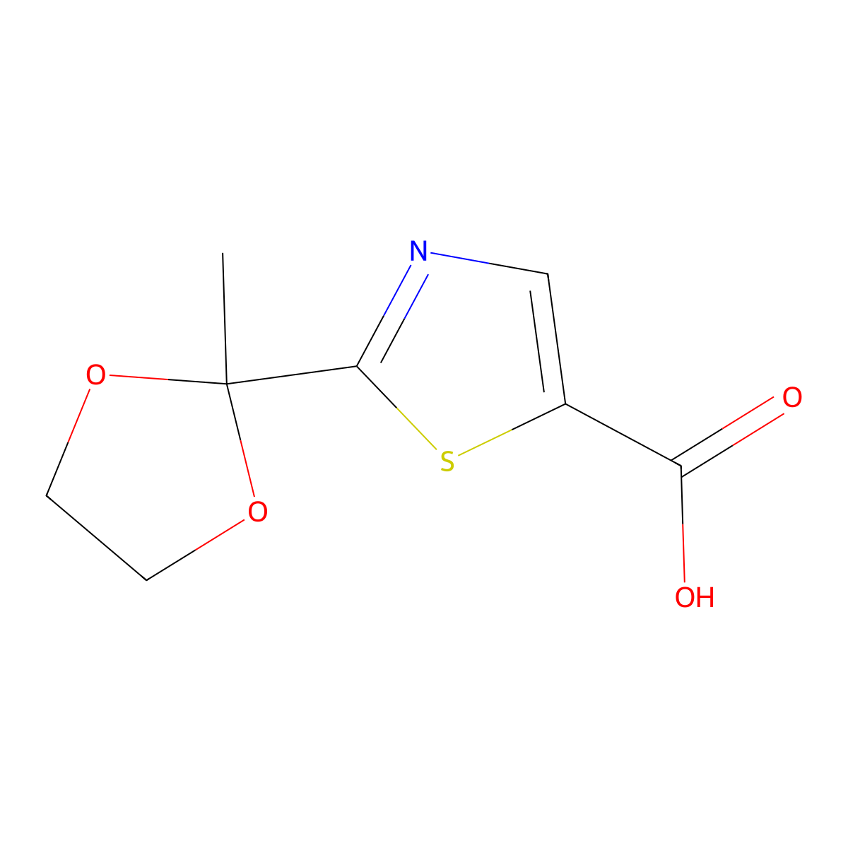 2-(2-Methyl-1,3-dioxolan-2-yl)-1,3-thiazole-5-carboxylic acid molecular structure, CAS 1909309-55-2