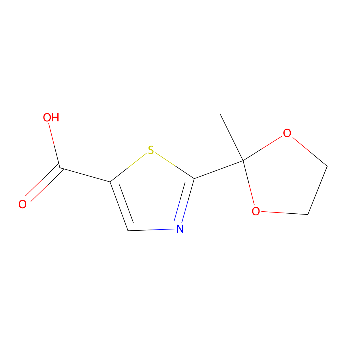 2-(2-Methyl-1,3-dioxolan-2-yl)-1,3-thiazole-5-carboxylic acid molecular structure, CAS 1909309-55-2