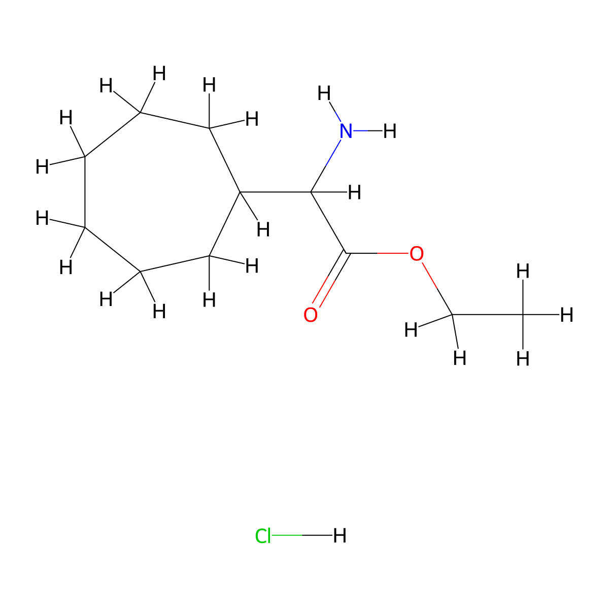 Ethyl 2-amino-2-cycloheptylacetate hydrochloride molecular structure, CAS 1909309-58-5