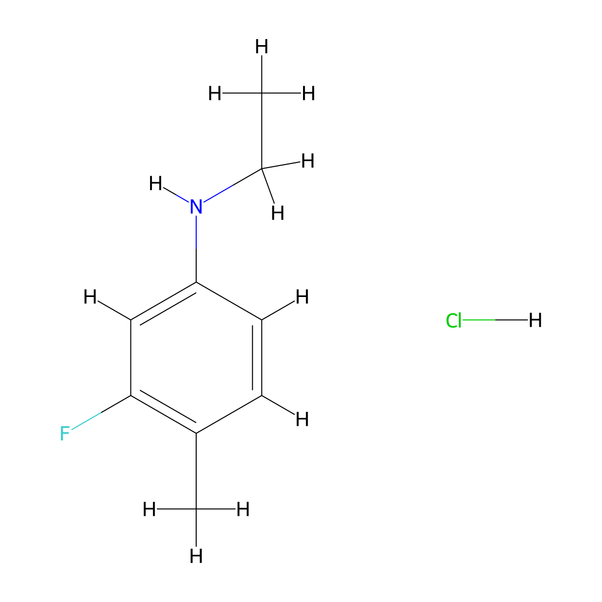 N-ethyl-3-fluoro-4-methylaniline hydrochloride molecular structure, CAS 1909309-65-4