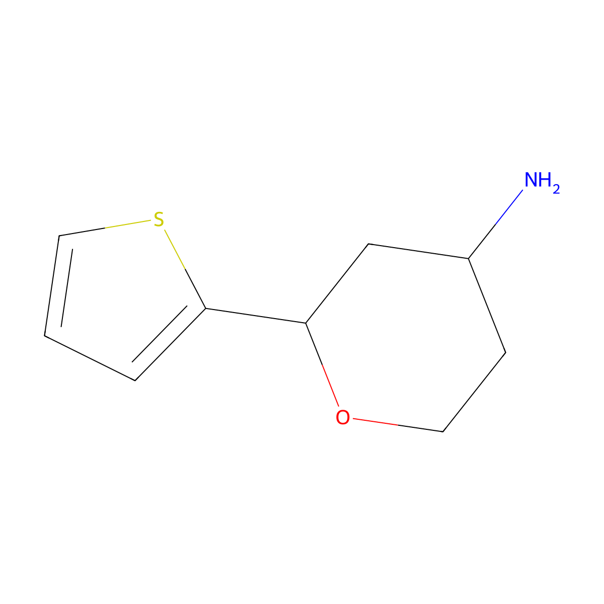 2-(Thiophen-2-yl)oxan-4-amine molecular structure, CAS 1909309-66-5