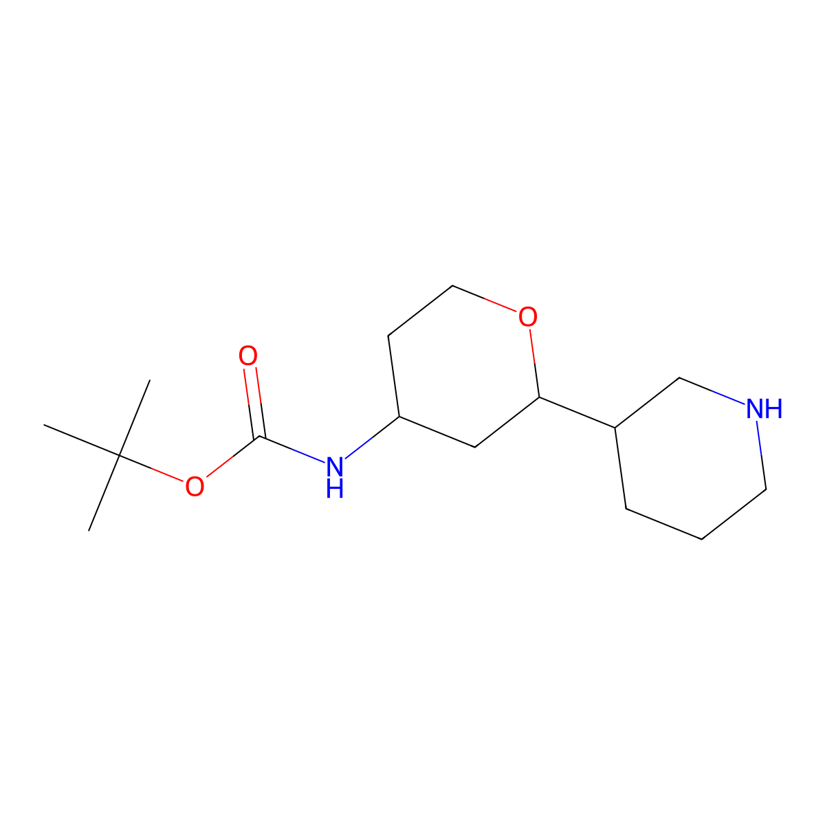 tert-butyl N-[2-(piperidin-3-yl)oxan-4-yl]carbamate molecular structure, CAS 1909309-68-7