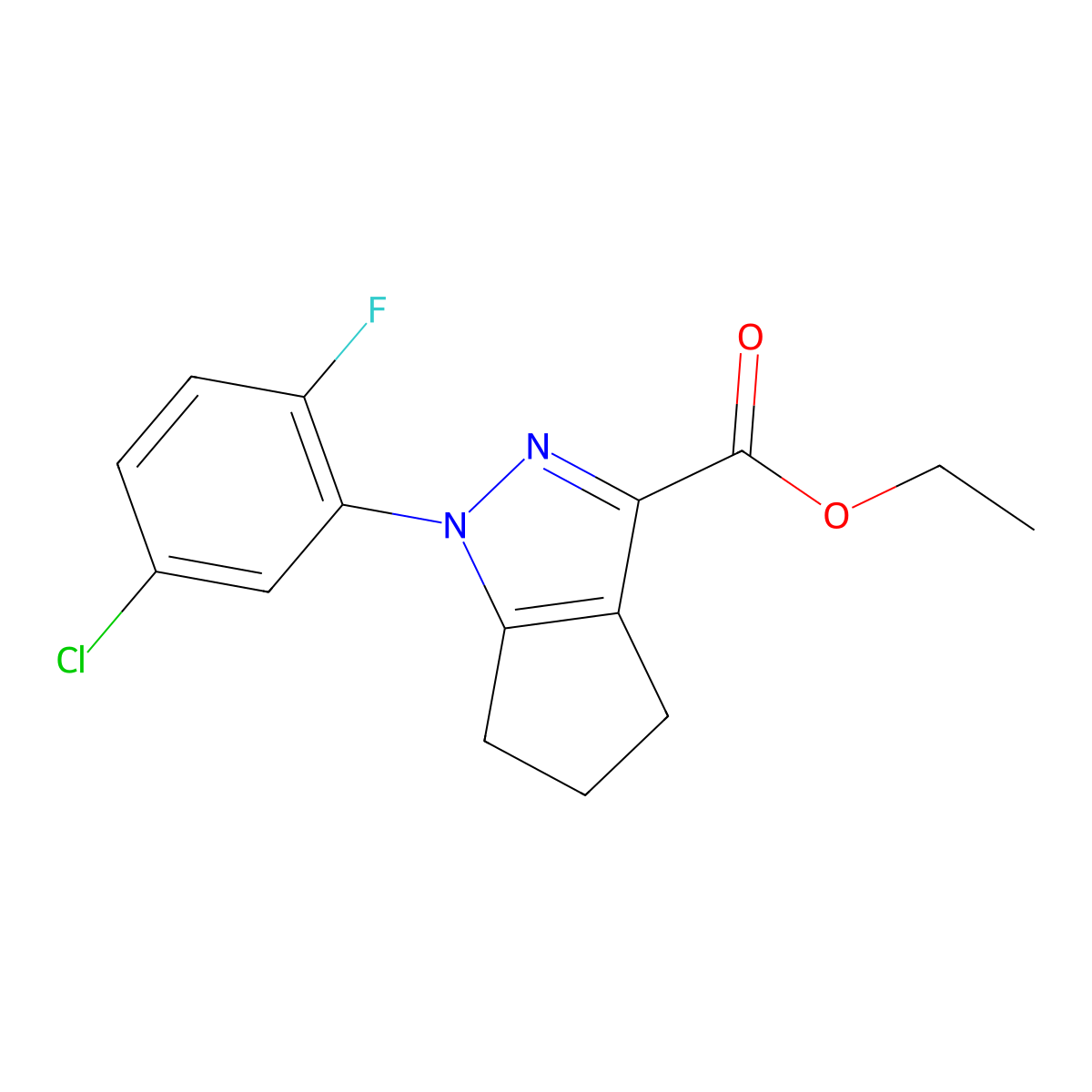 ethyl 1-(5-chloro-2-fluorophenyl)-1H,4H,5H,6H-cyclopenta[c]pyrazole-3-carboxylate molecular structure, CAS 1909309-82-5