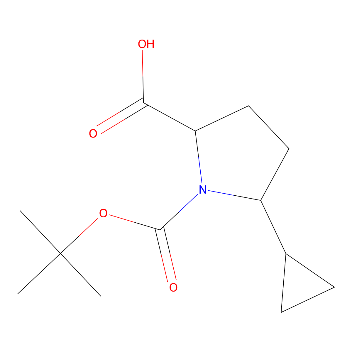 1-((Tert-butoxy)carbonyl)-5-cyclopropylpyrrolidine-2-carboxylic acid molecular structure, CAS 1909309-86-9