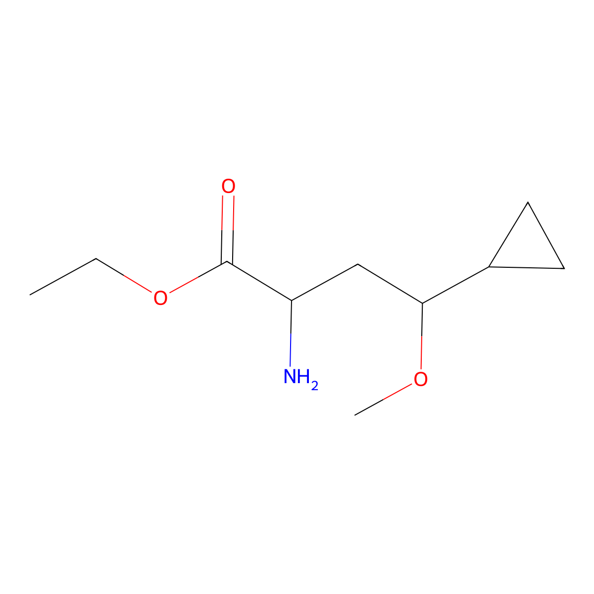 Ethyl 2-amino-4-cyclopropyl-4-methoxybutanoate molecular structure, CAS 1909309-91-6