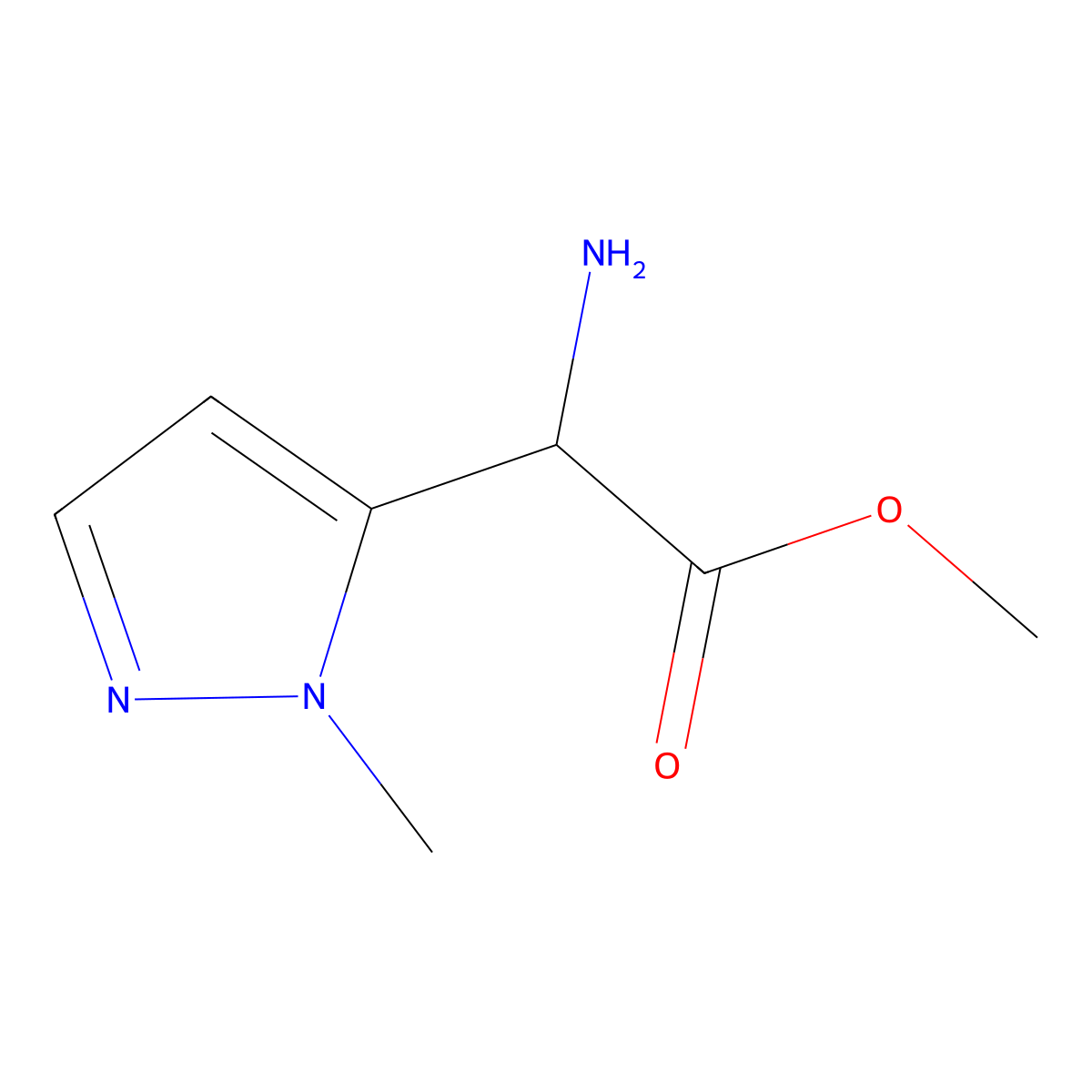 Methyl 2-amino-2-(1-methyl-1H-pyrazol-5-yl)acetate molecular structure, CAS 1909309-96-1