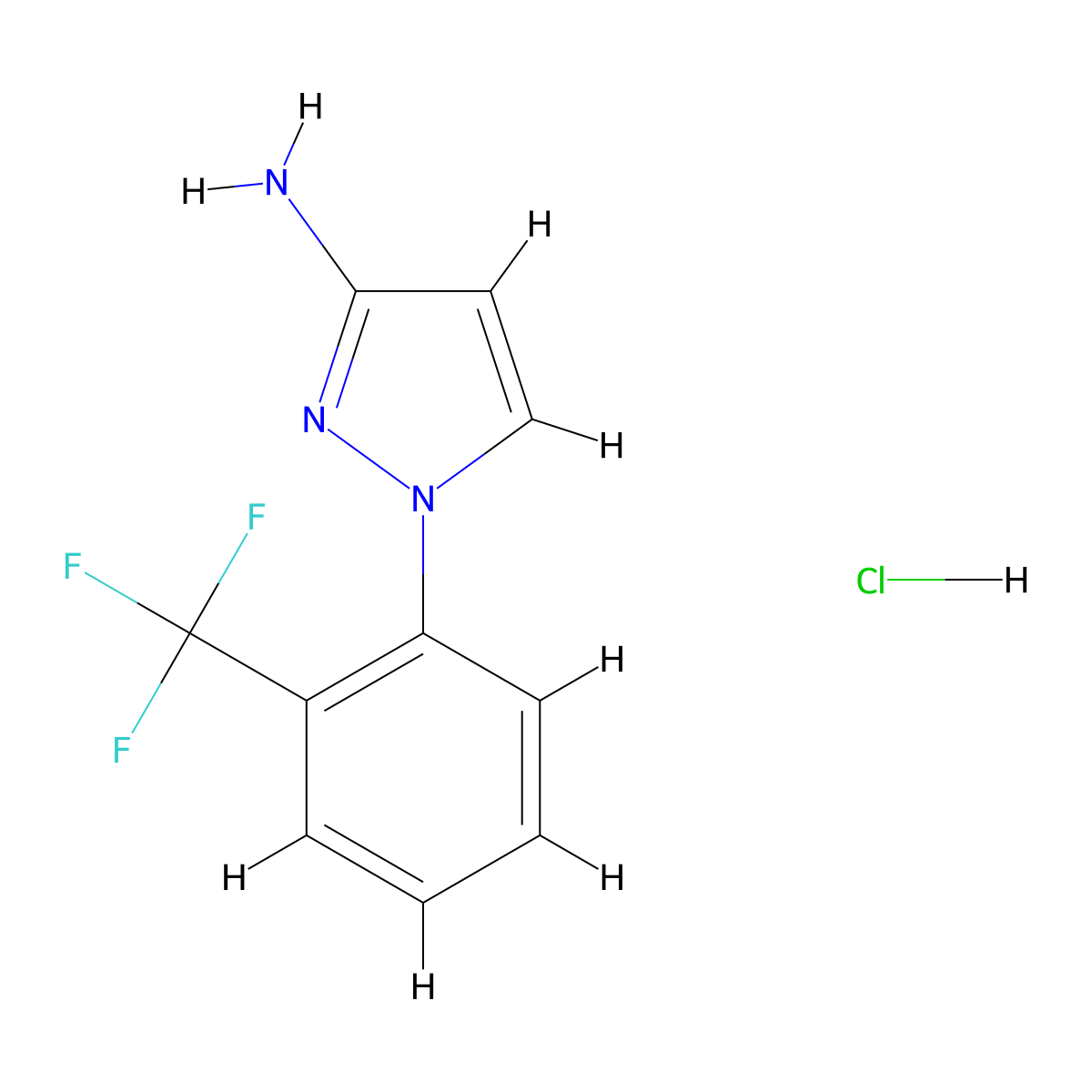 1-[2-(trifluoromethyl)phenyl]-1H-pyrazol-3-amine hydrochloride molecular structure, CAS 1909309-98-3