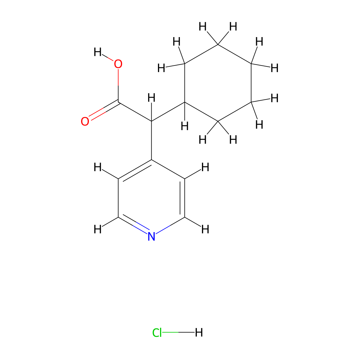 2-Cyclohexyl-2-(pyridin-4-yl)acetic acid hydrochloride molecular structure, CAS 1909310-06-0