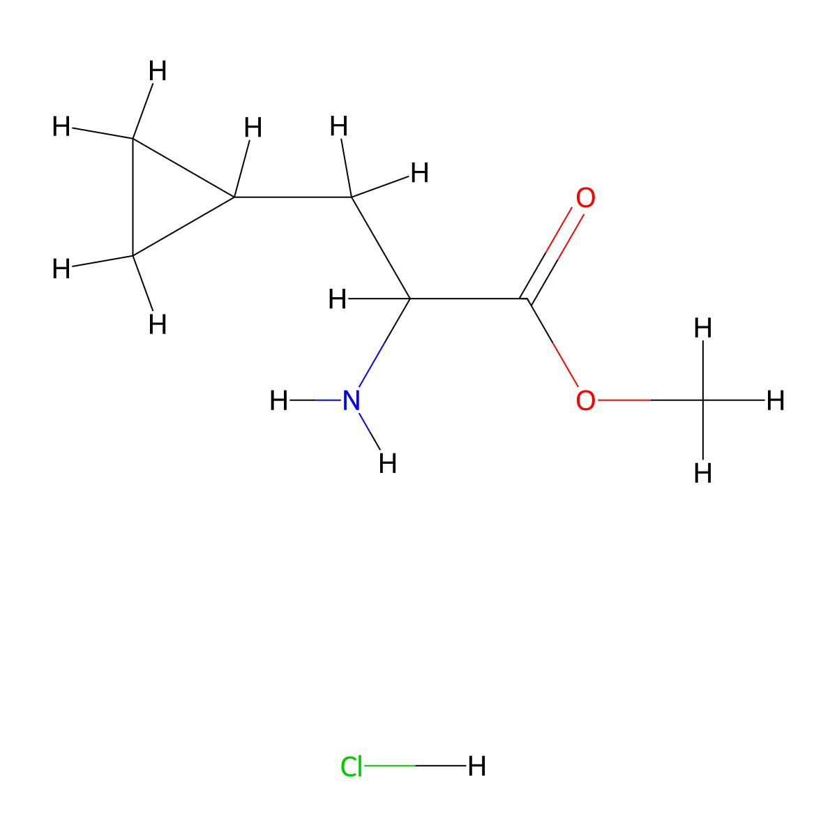 Methyl 2-amino-3-cyclopropylpropanoate hydrochloride molecular structure, CAS 1909310-09-3