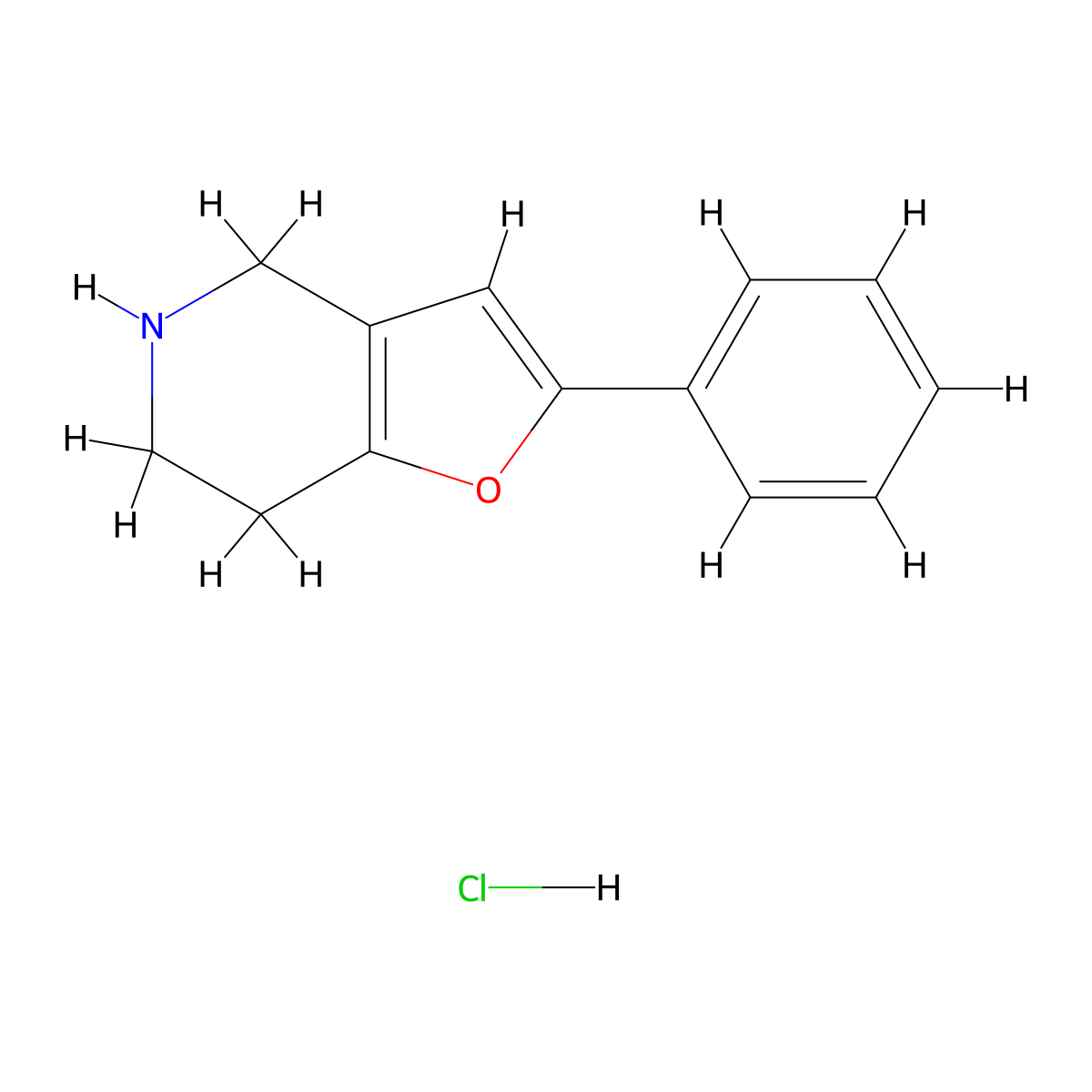 2-phenyl-4H,5H,6H,7H-furo[3,2-c]pyridine hydrochloride molecular structure, CAS 1909310-10-6