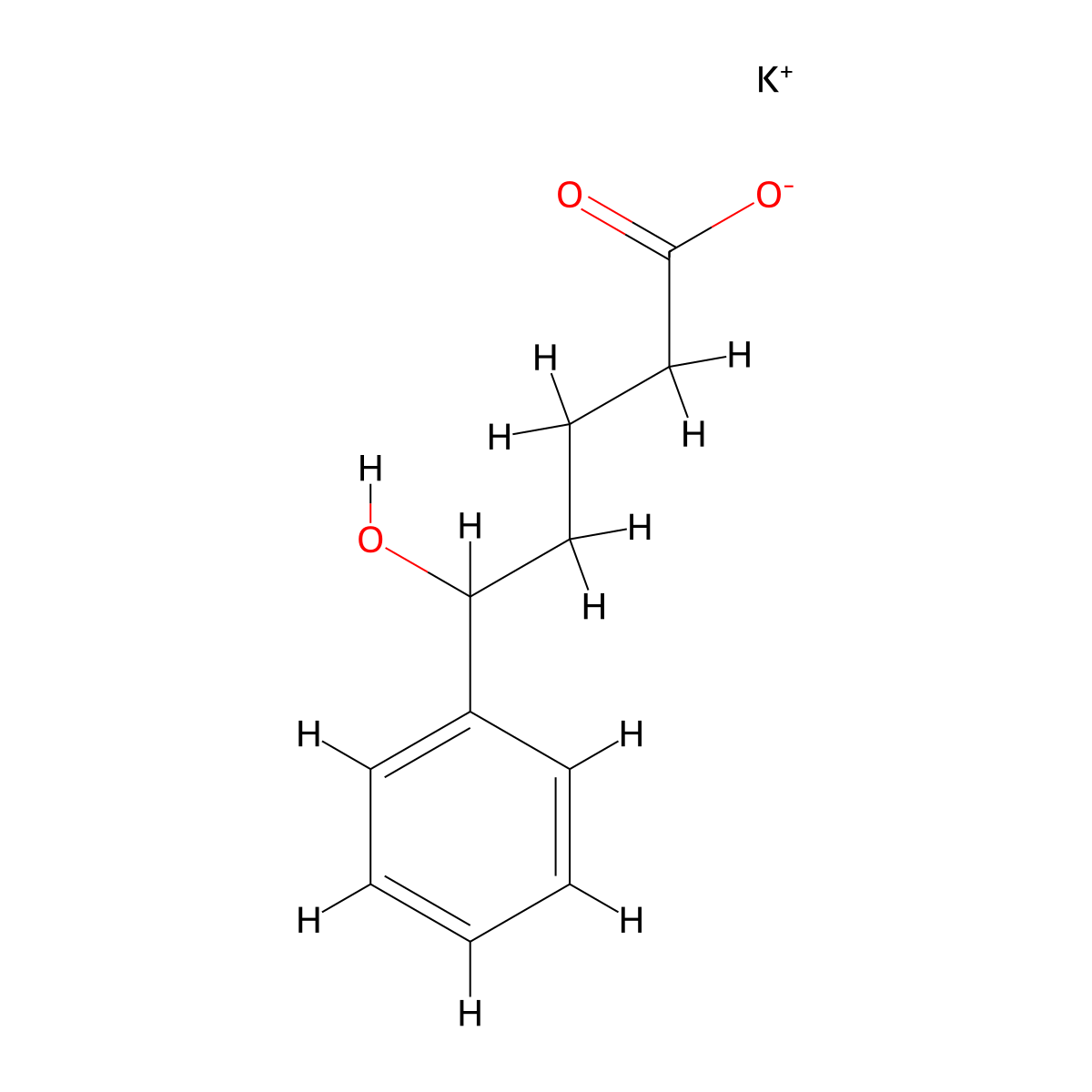 Potassium 5-hydroxy-5-phenylpentanoate molecular structure, CAS 1909310-11-7