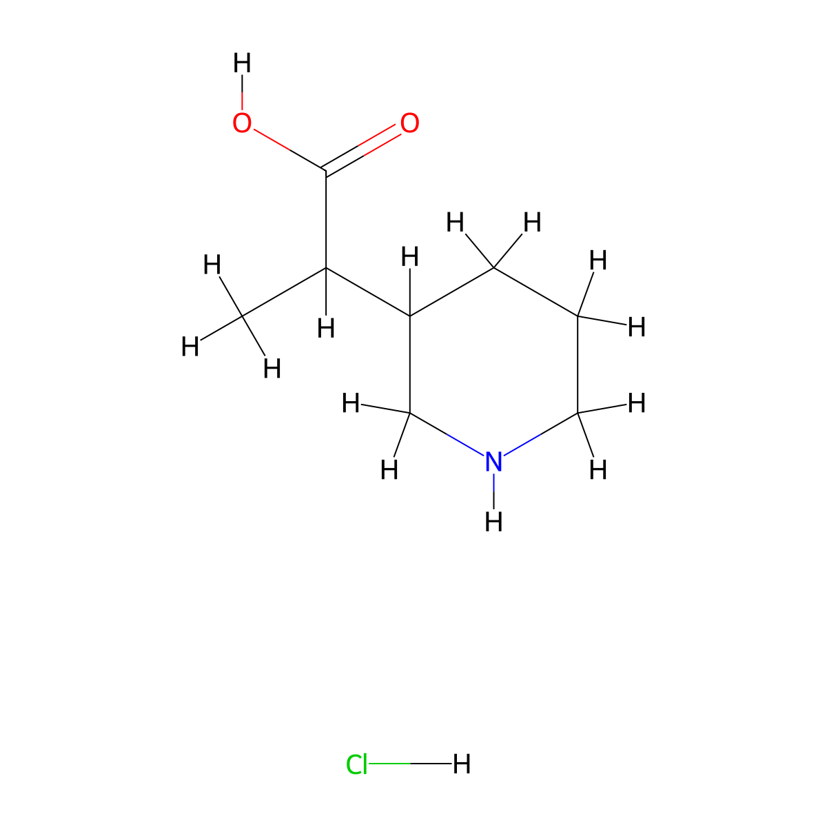 2-(Piperidin-3-yl)propanoic acid hydrochloride molecular structure, CAS 1909311-75-6