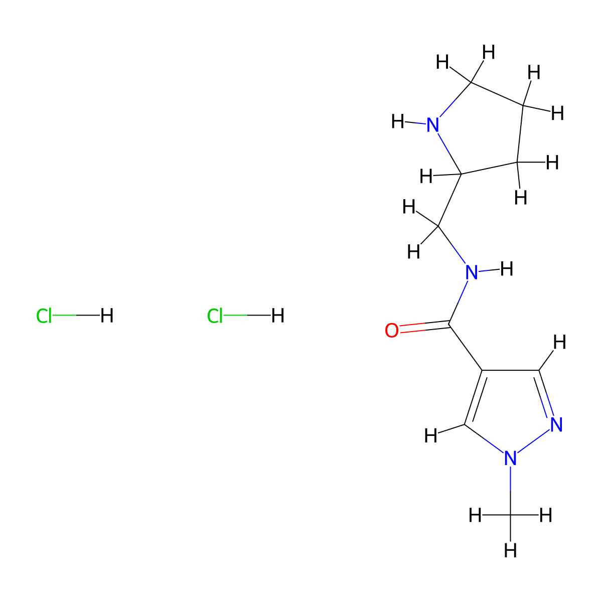 1-methyl-N-[(pyrrolidin-2-yl)methyl]-1H-pyrazole-4-carboxamide dihydrochloride molecular structure, CAS 1909311-76-7