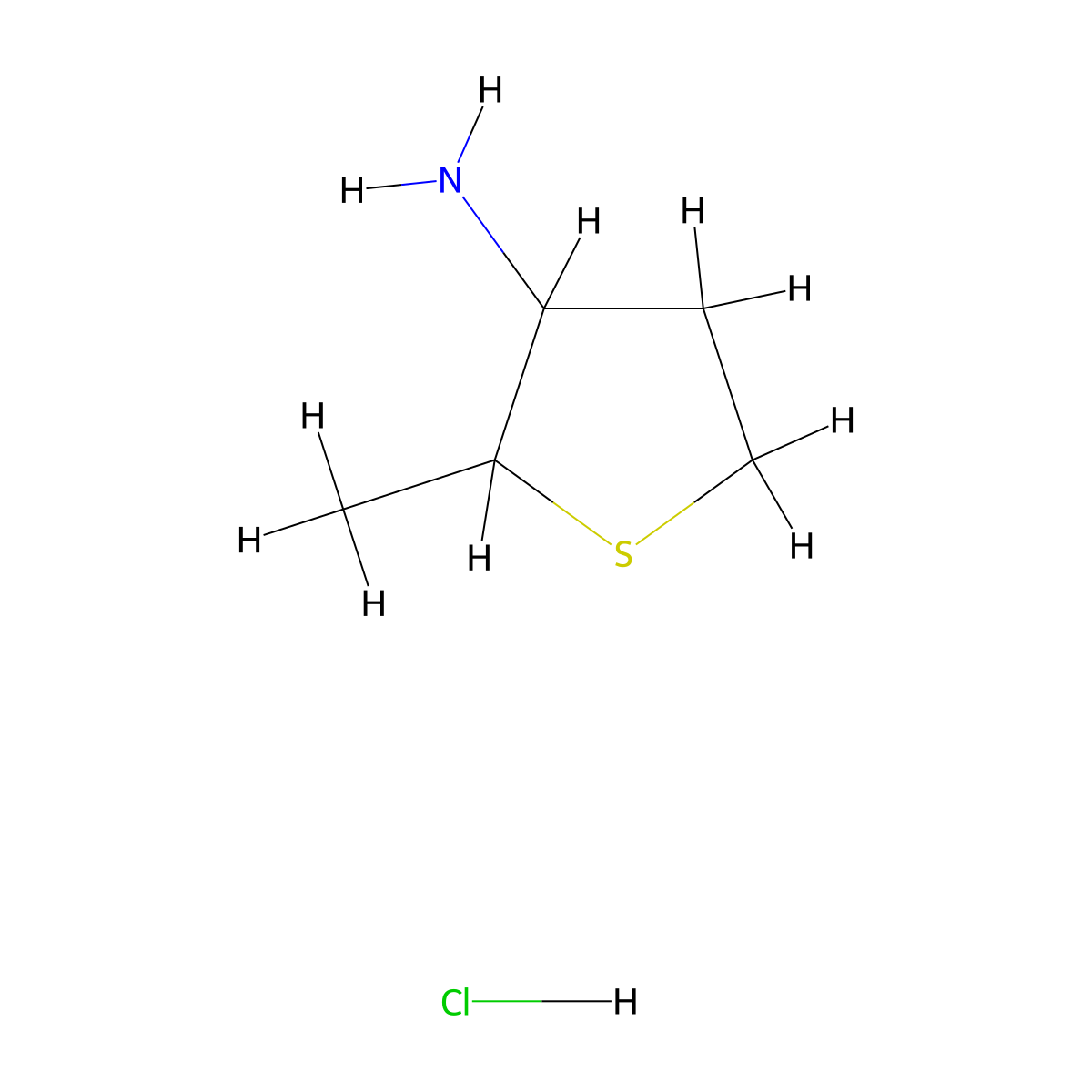 2-Methylthiolan-3-amine hydrochloride molecular structure, CAS 1909311-78-9