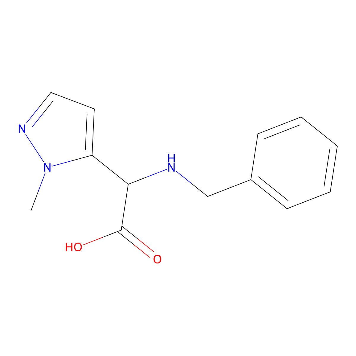 2-(Benzylamino)-2-(1-methyl-1H-pyrazol-5-yl)acetic acid molecular structure, CAS 1909311-87-0