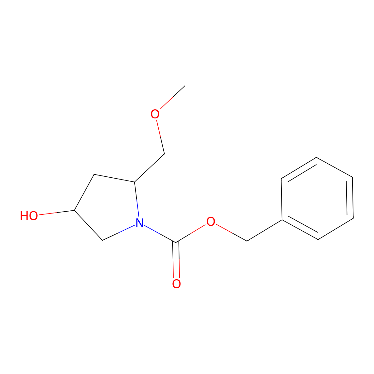 Benzyl 4-hydroxy-2-(methoxymethyl)pyrrolidine-1-carboxylate molecular structure, CAS 1909312-05-5